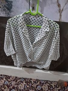 Chic Polka Dot Wrap Top