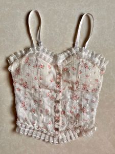 Floral Corset Top with Ruffles