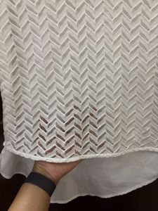 Ivory White Textured Layered Tank Top