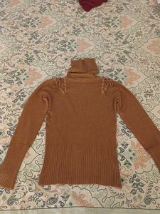 Turtleneck Sweater with Lace-Up Detail