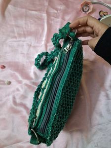 Green Woven macrame bag