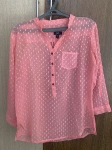 Sheer Pink Textured Top M size