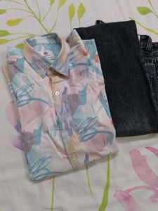 Abstract Print Button-Down Shirt