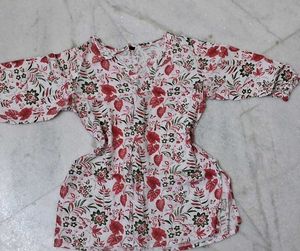 Chic Floral Print Kurta Top