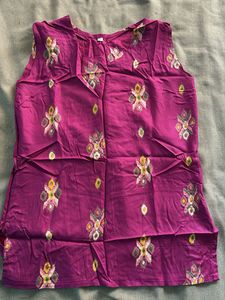 Vibrant Pink Printed Sleeveless Kurta