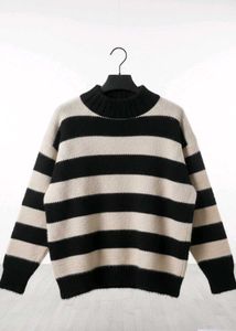 Striped Neck Sweater new Fit s/m