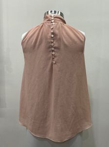 Elegant Pink Sleeveless Tie Neck Top