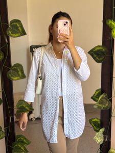 Chic White Broderie Anglaise Tunic Top