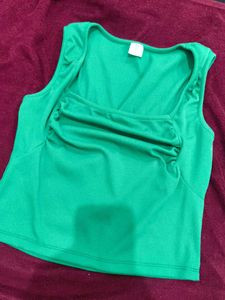 Fluorescent Green Ribbed Top