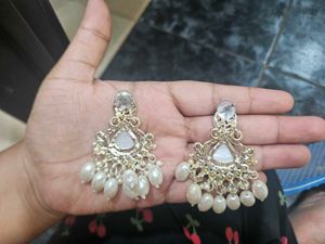 Elegant Pearl &amp; Crystal Chandelier Earrings