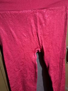Womens Red Textured Wollen Leggings