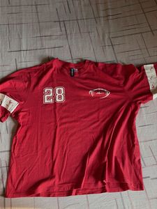 Red Graphic T-Shirt with Football Print