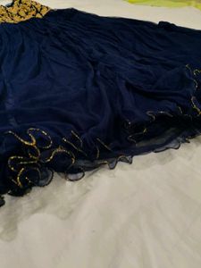 Elegant Embroidered and stone work Navy Blue Gown