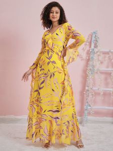 Yellow floral Ruffle dress Athena