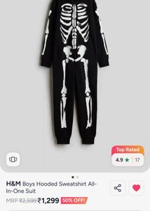 H&amp;M Skeleton Onesie Costume 12/13 year boy 👦