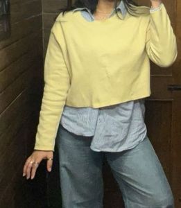 Pastel Yellow Cropped Sweater