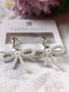 Elegant Pearl Bow Earrings