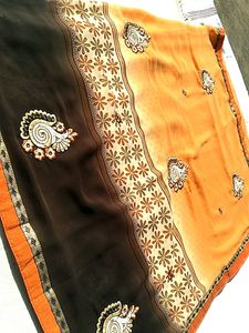 New Elegant Floral Embroidered Saree