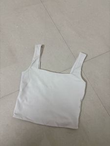 White Square Neck Tank Top