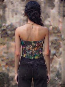 Artistic Print Strapless Tube Top