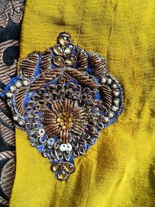 Elegant mustard Saree with Intricate Border