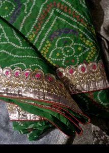 Vibrant Green Bandhani Saree