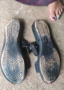 Sparkling Black Flat Sandals