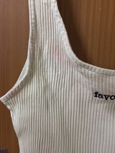 Ribbed Tank Top with 'Favourite' Detail