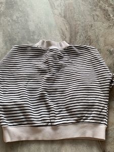 Striped Mock Neck Sweatshirt