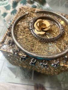 Oxidized Silver Kada &amp;   hasli with ghung