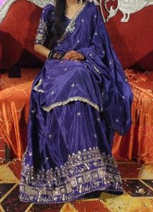 Royal Blue Embroidered Lehenga Choli -semi Stitch