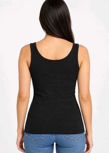Women's Black Tank Top with Pink Lips