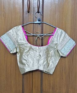 Embellished Magenta-red pure chiffon saree blouse
