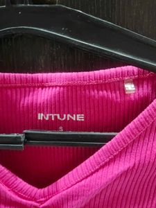 Ruffled Neck Pink Cropped Top