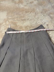 Pleated Grey A-Line Skirt