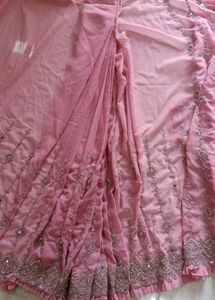 Pink Embellished Saree