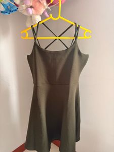 Olive Green Strappy Fit & Flare Dress