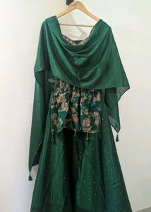 Festive Wear Green Floral Kurta Set