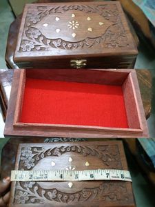 New Vintage Wooden Carved Jewelry Box