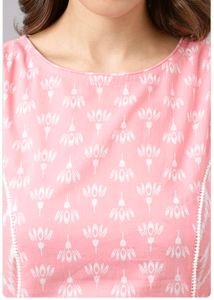 Pink Printed Kurta with Pants Set