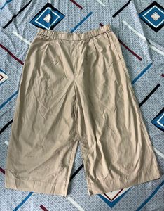 Length-30,,Women's Beige Wide Leg Cropped Pants