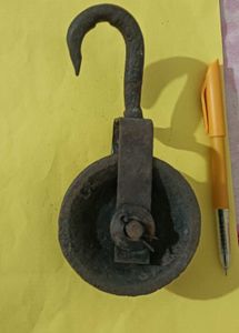 Antique Iron Pulley with Hook