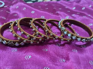 Elegant Orange Silk Thread Bangles