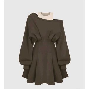 Chic Brown Off-Shoulder Dress