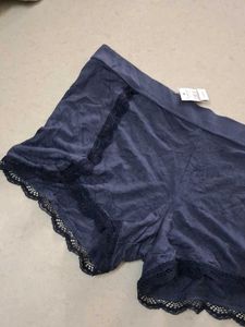S Navy Blue Lace Trim Sleep Shorts