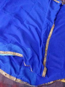Royal Blue Saree with Mirror Work Border