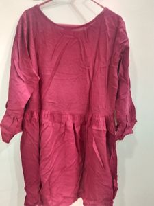 Red Colour Top With Beautiful Flower Design