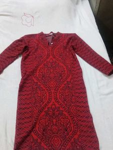 Red Embroidered Kurta