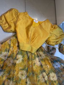 Yellow Floral Print Lehenga Choli Set
