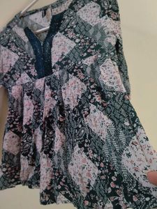 Patchwork Floral Peasant top